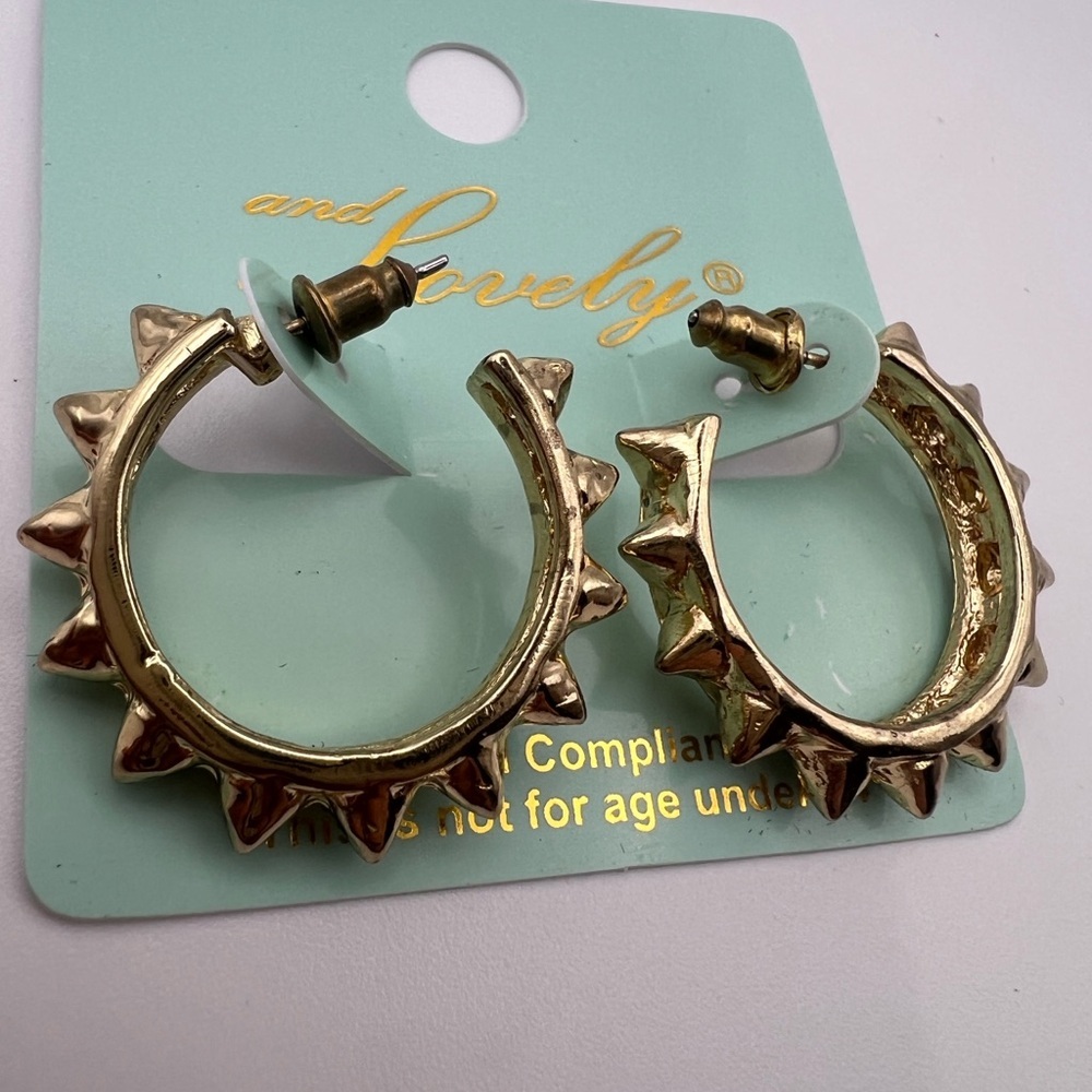 Gold Spike Hoop Earrings -
